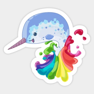 Narwhal and Rainbow Sticker